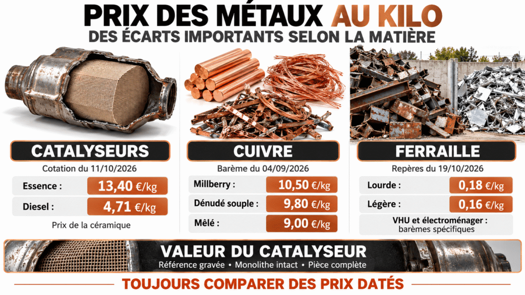 prix métaux au kg
